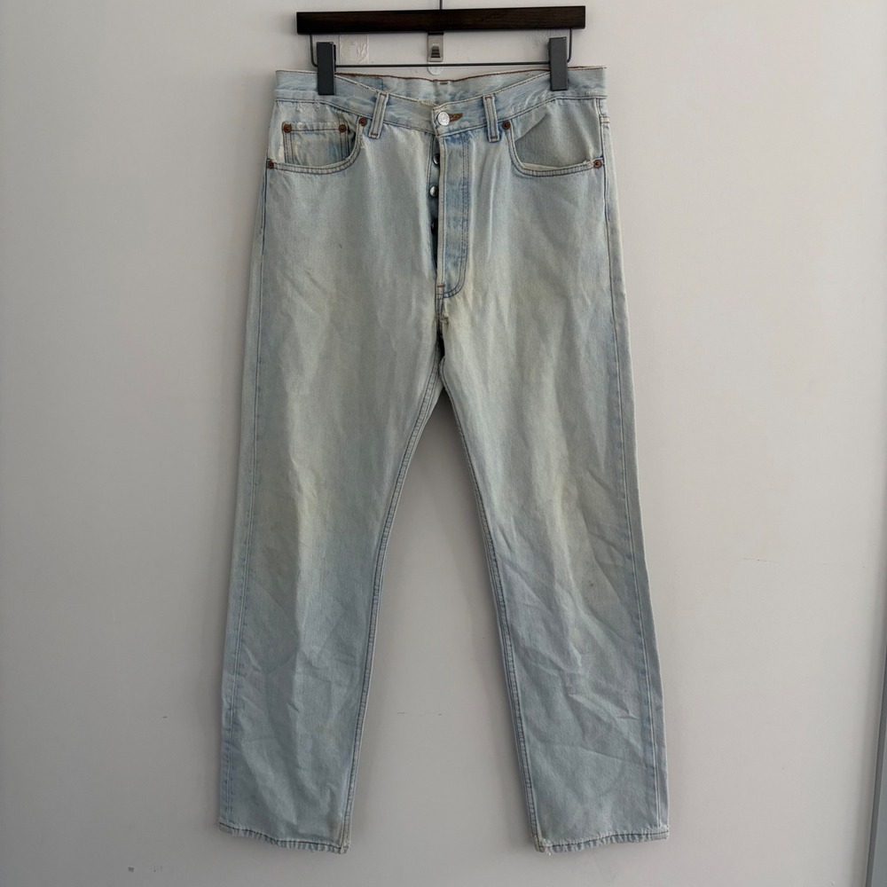 Vintage Levis 501 Light Wash Straight Leg Jeans USA Made W34 L32